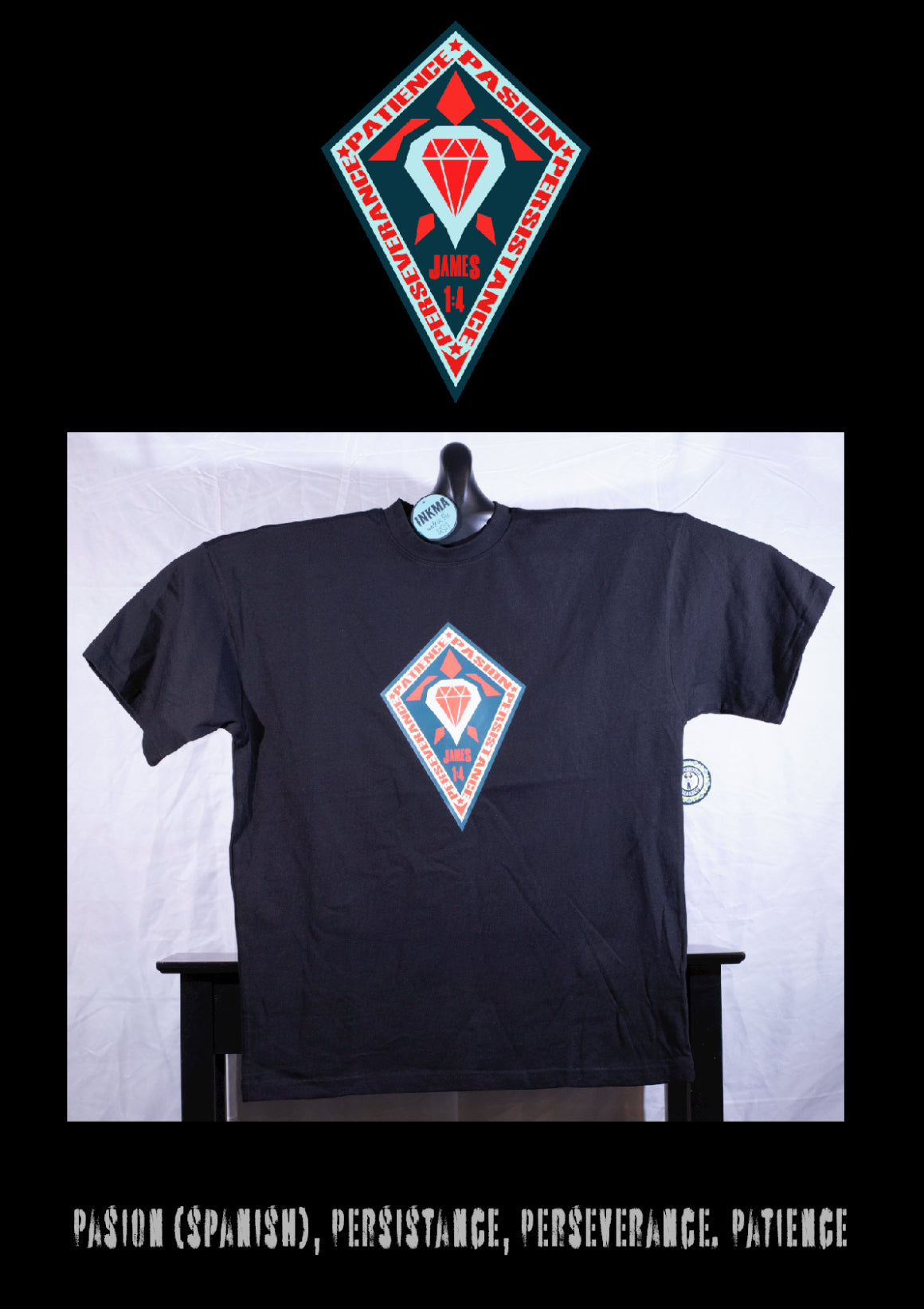 Perseverance, James 1:4 short Sleeve, Rue Porter luxury t-shirt