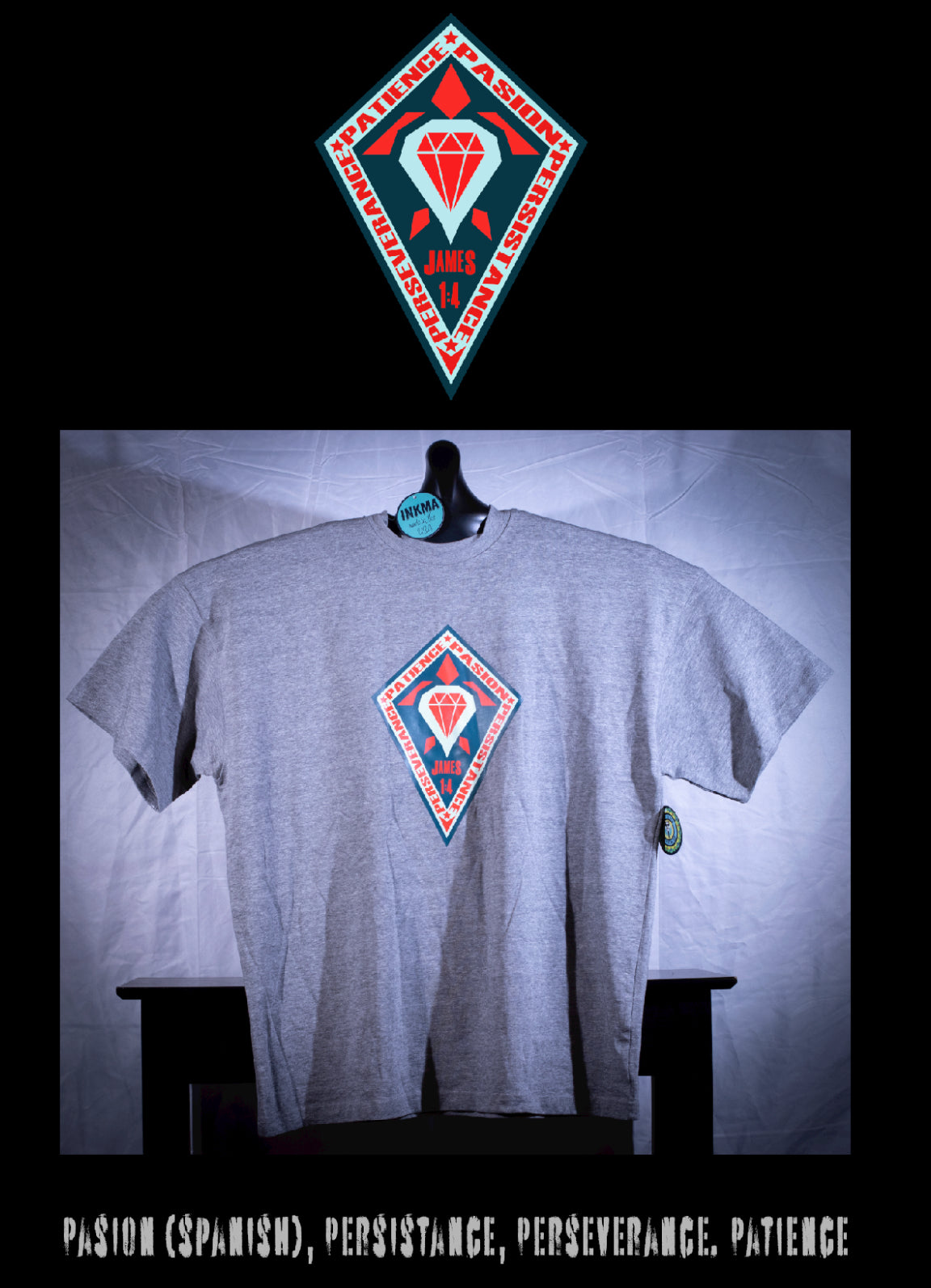 Perseverance, James 1:4 short Sleeve, Rue Porter luxury t-shirt