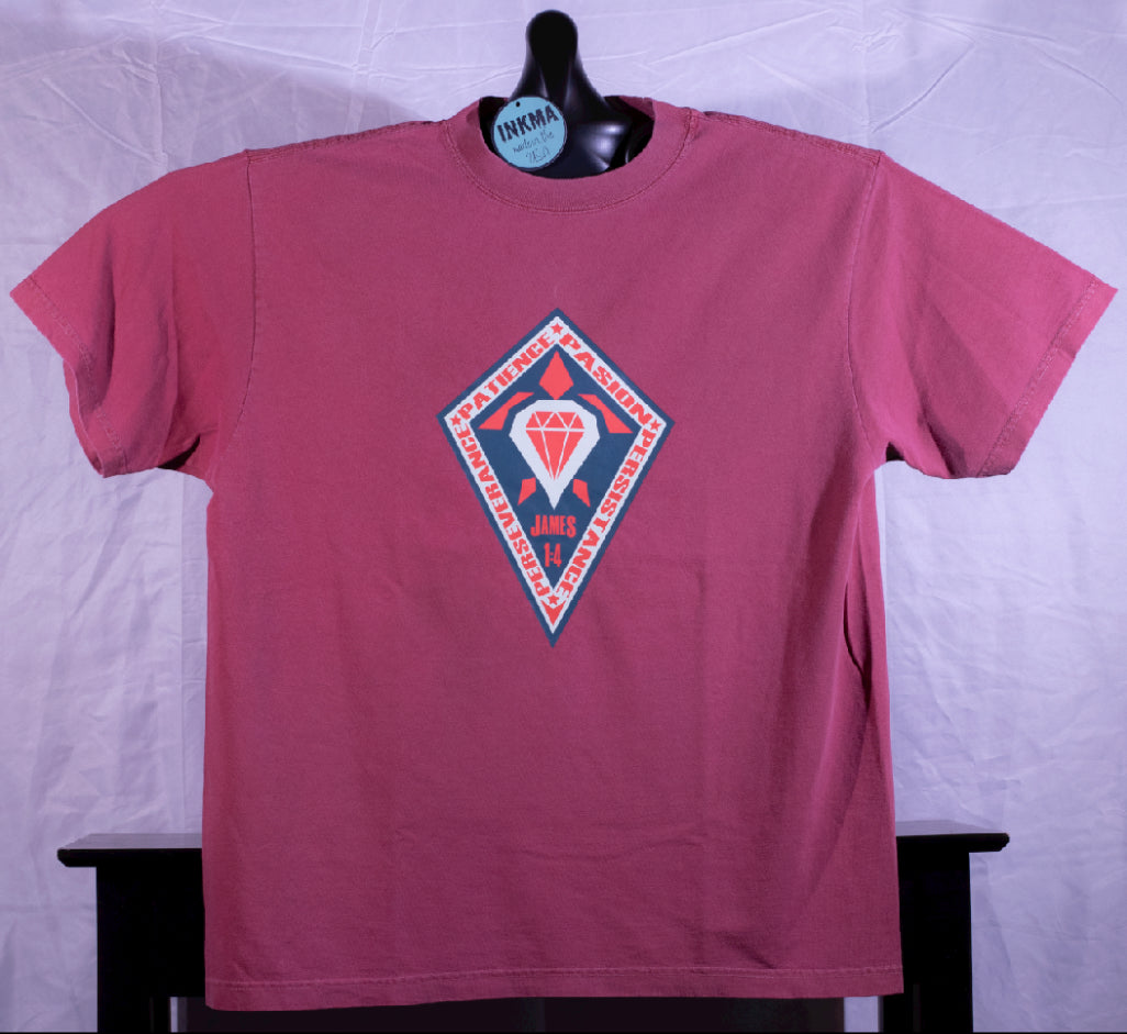 Perseverance, James 1:4, Short Sleeve t-shirt made in USA, 7.5 oz., 100% USA cotton, 16 singles